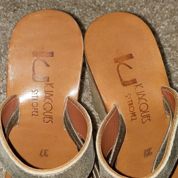 K Jacques St Tropez Cork Wedge Heel Sandals France 37 - Picture 3 of 6